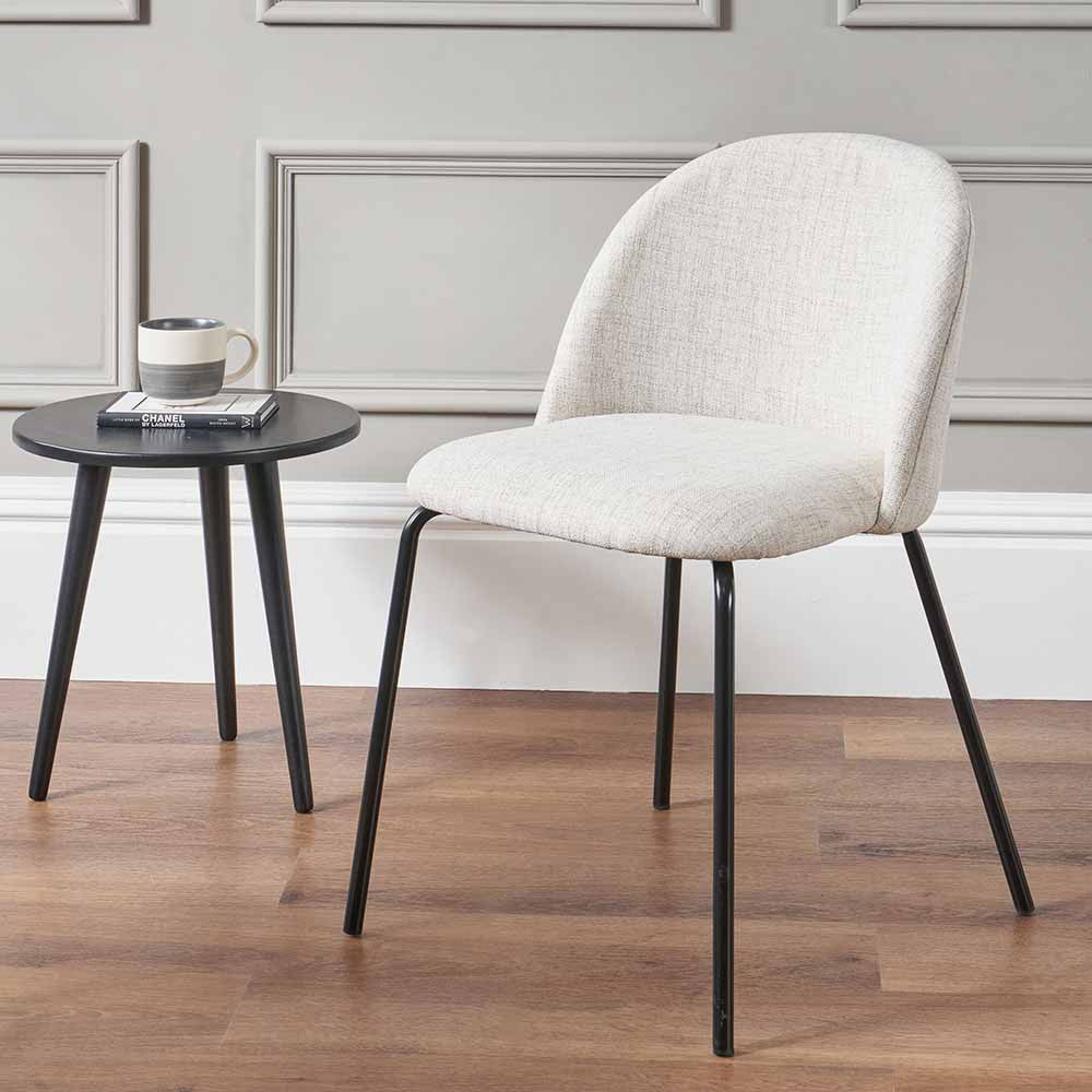 Turi Pebble Linen Mix and Black Metal Dining Chair