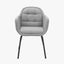 Alba Grey Linen Mix and Black Metal Carver Dining Chair