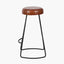 Cosimo Vintage Brown Leather and Black Metal Bar Stool
