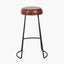 Cosimo Vintage Brown Leather and Black Metal Bar Stool