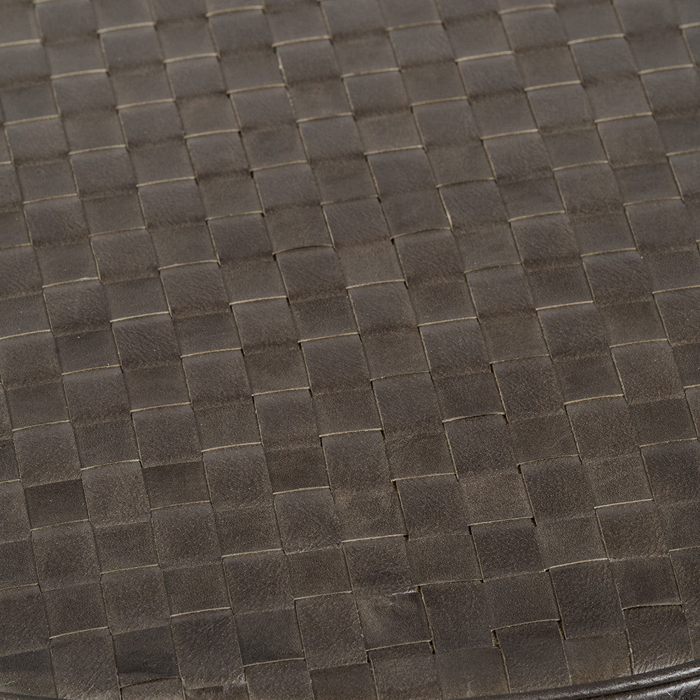 Arturo Peppercorn Leather Storage Pouffe