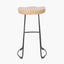 Laselle Ash Wood and Black Metal Bar Stool