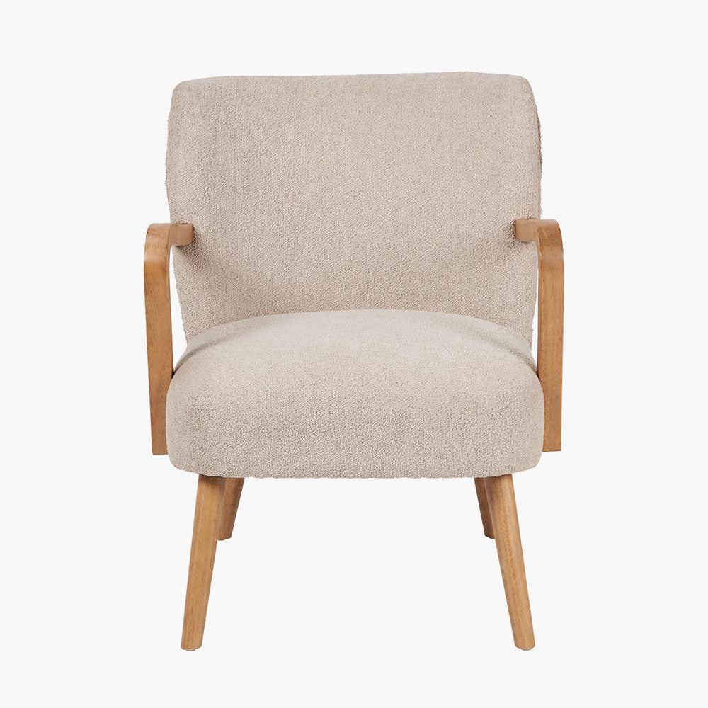 Sennori Taupe Teddy Fabric and Rubber Wood Occasional Chair