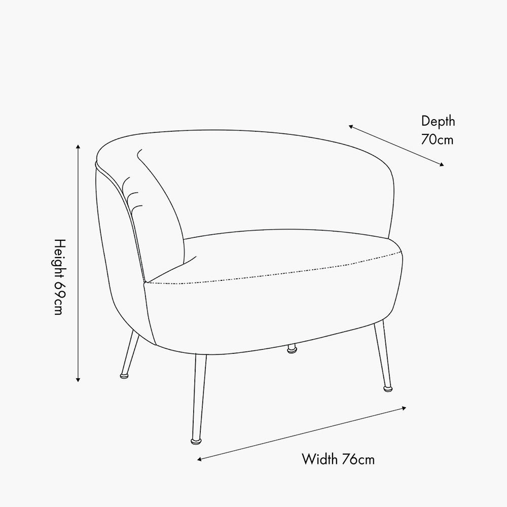 Aviana Natural Chenille and Black Metal Tub Chair