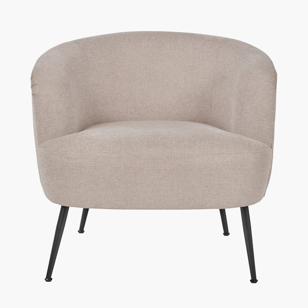 Aviana Natural Chenille and Black Metal Tub Chair