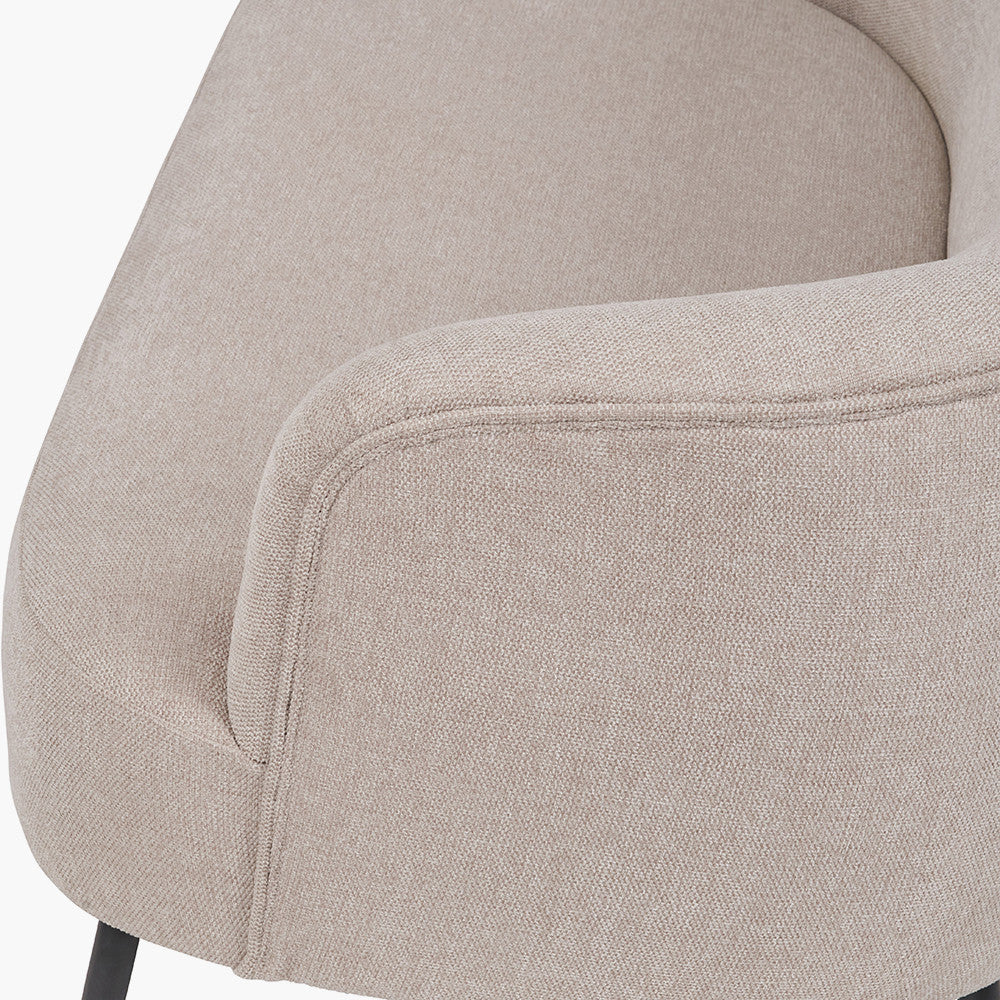 Aviana Natural Chenille and Black Metal Sofa