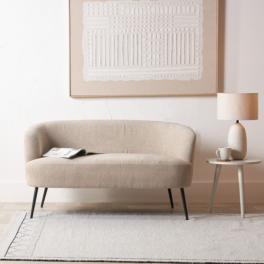 Aviana Taupe Teddy and Black Metal Sofa