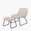 Chiara Natural Chenille and Black Metal Lounging Chair and Footstool