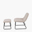 Chiara Natural Chenille and Black Metal Lounging Chair and Footstool