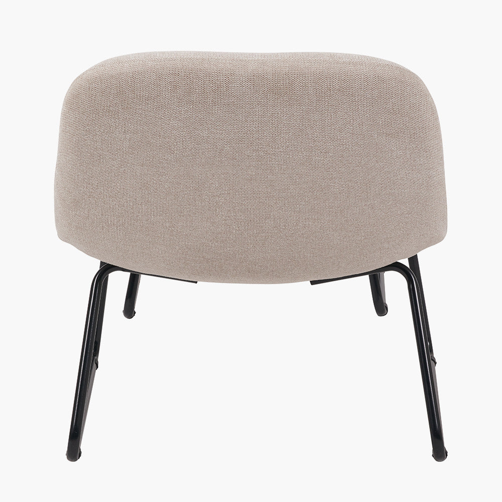 Chiara Natural Chenille and Black Metal Lounging Chair and Footstool