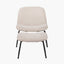 Chiara Natural Chenille and Black Metal Lounging Chair and Footstool