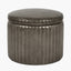 Alessandro Peppercorn Leather Round Storage Pouffe