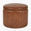 Alessandro Vintage Brown Leather Round Storage Pouffe