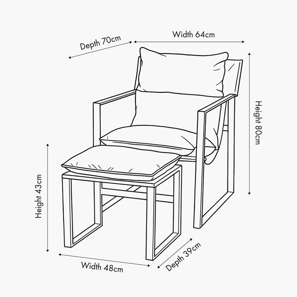 Nico Peppercorn Leather Chair and Footstool