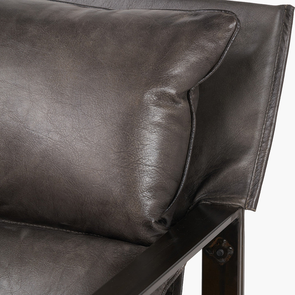 Nico Peppercorn Leather Chair and Footstool