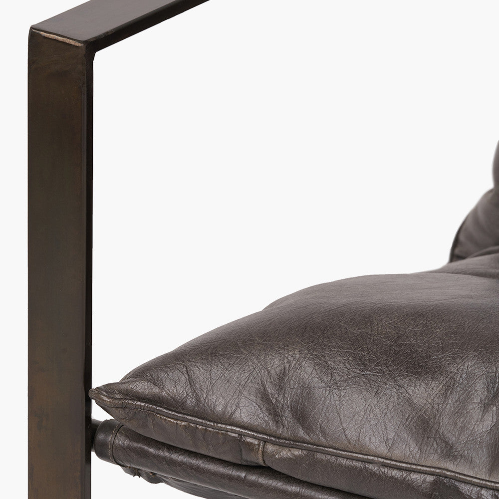 Nico Peppercorn Leather Chair and Footstool