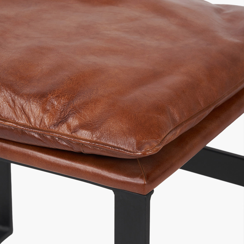 Nico Vintage Brown Leather Chair and Footstool