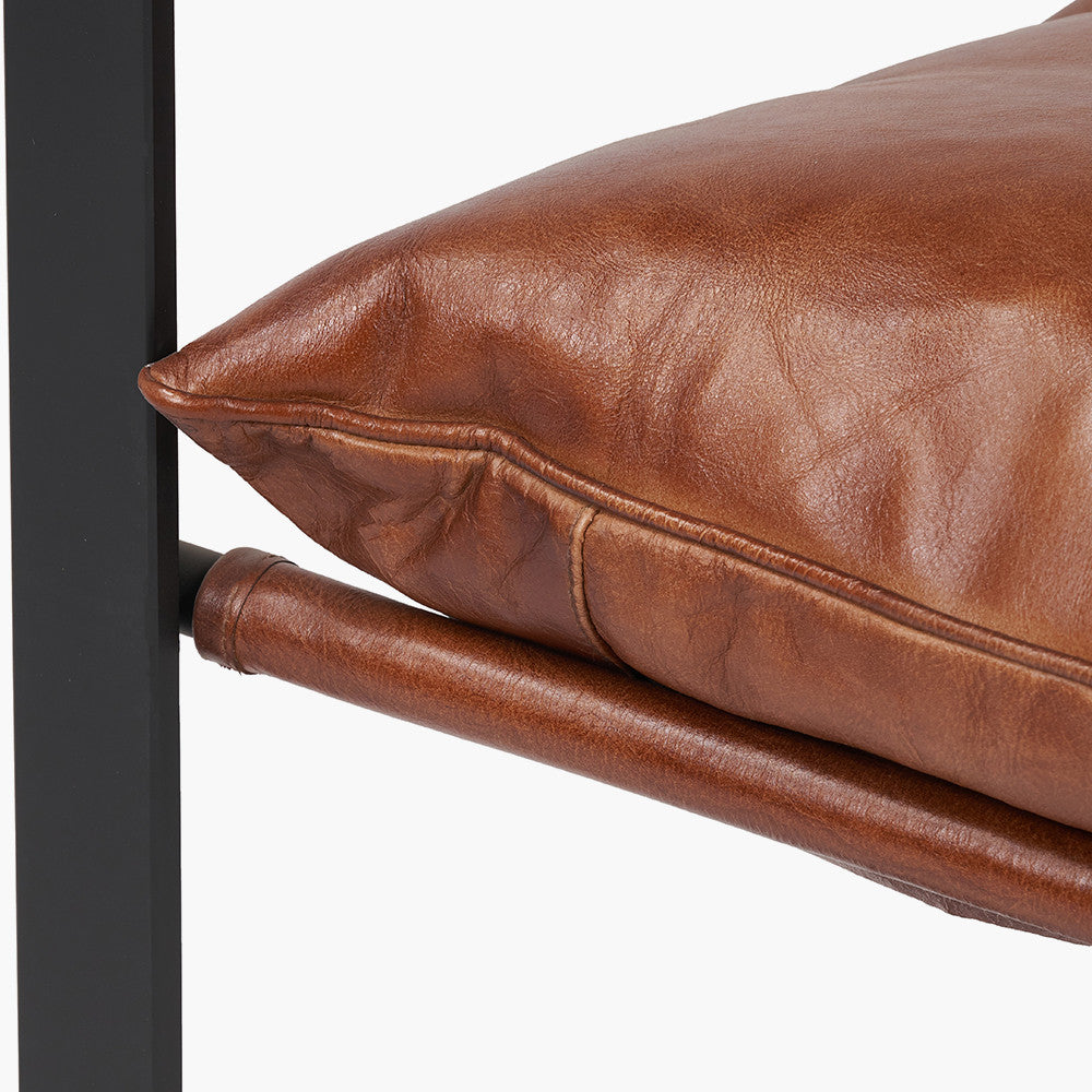 Nico Vintage Brown Leather Chair and Footstool