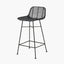 Black Rattan Core and Black Metal Bar Stool