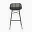 Black Rattan Core and Black Metal Bar Stool