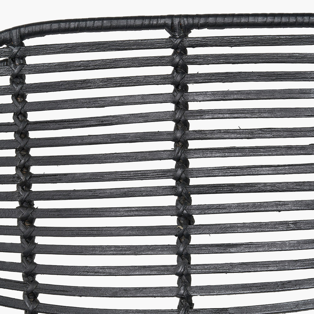 Black Rattan Core and Black Metal Bar Stool