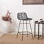 Black Rattan Core and Black Metal Bar Stool