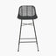 Black Rattan Core and Black Metal Bar Stool