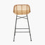 Natural Rattan Core and Black Metal Bar Stool