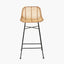 Natural Rattan Core and Black Metal Bar Stool