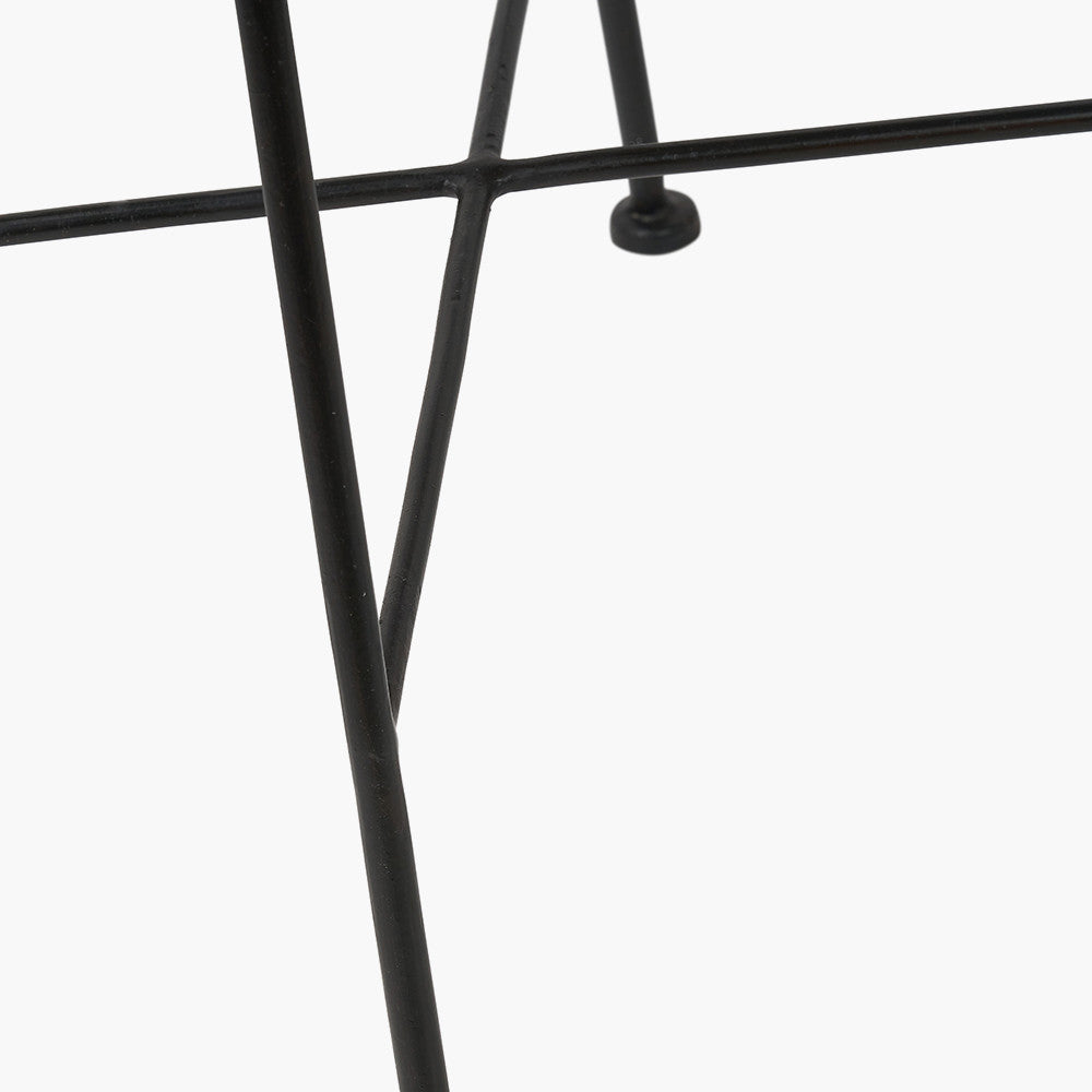 Natural Rattan Core and Black Metal Dining Chair