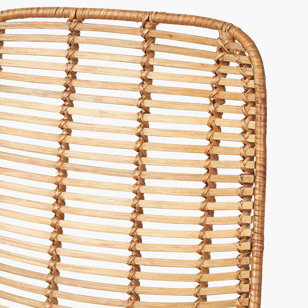 Natural Rattan Core and Black Metal Dining Chair