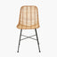 Natural Rattan Core and Black Metal Dining Chair