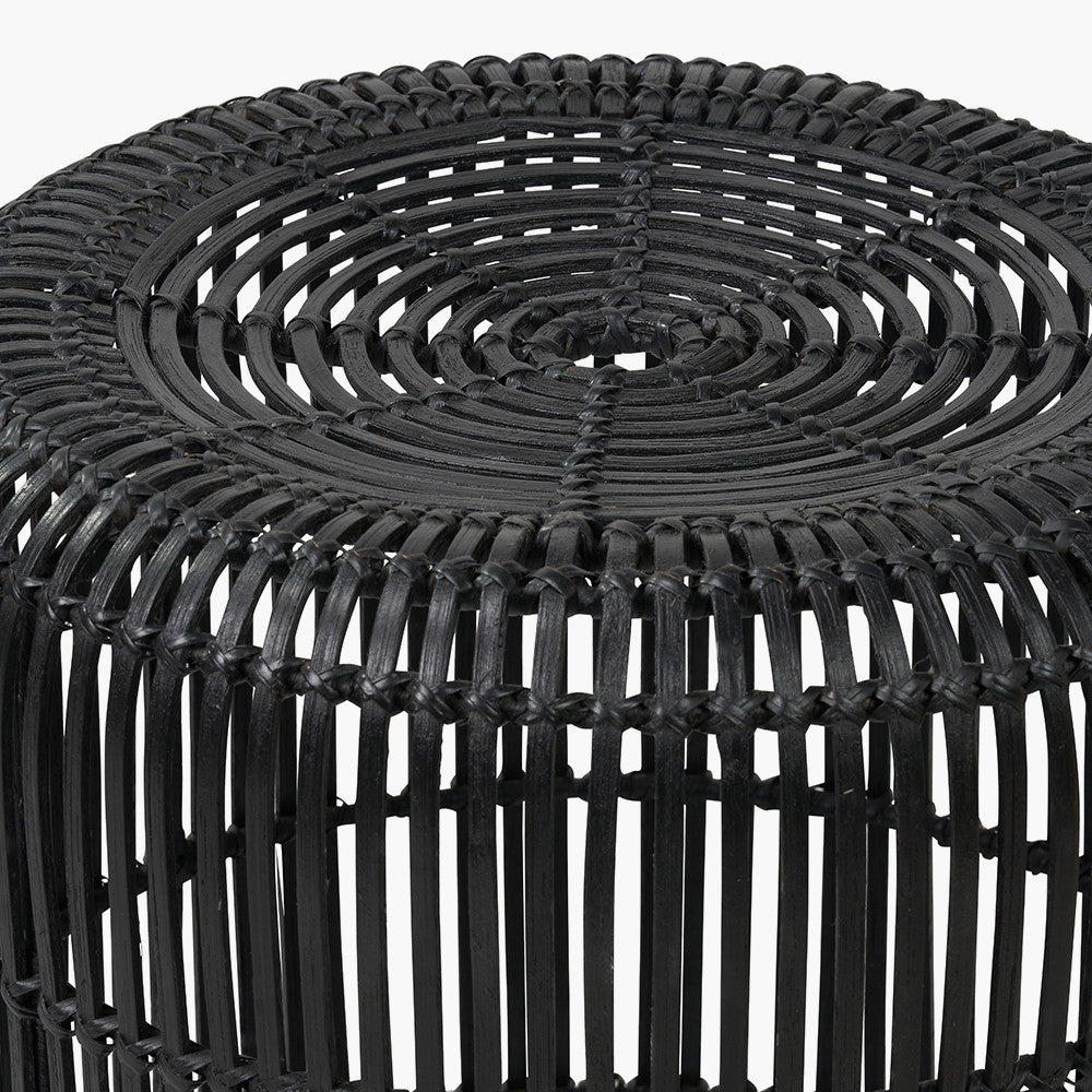 Black Rattan Core Stool