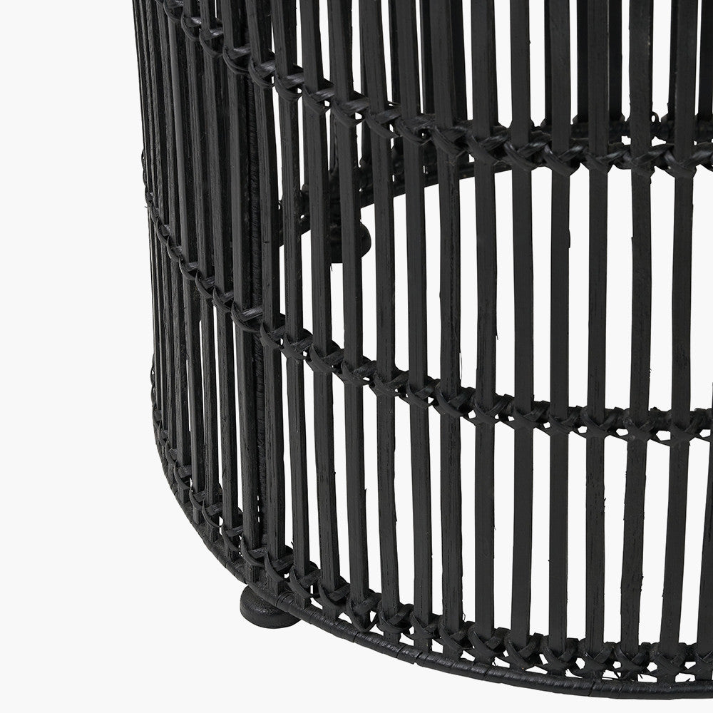 Black Rattan Core Stool