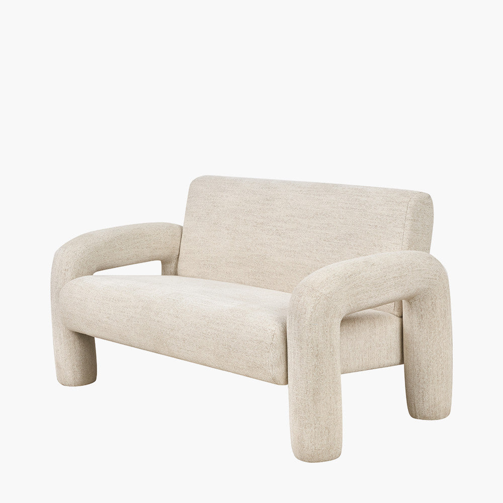 Ravello White Textured Fabric Armed Sofa
