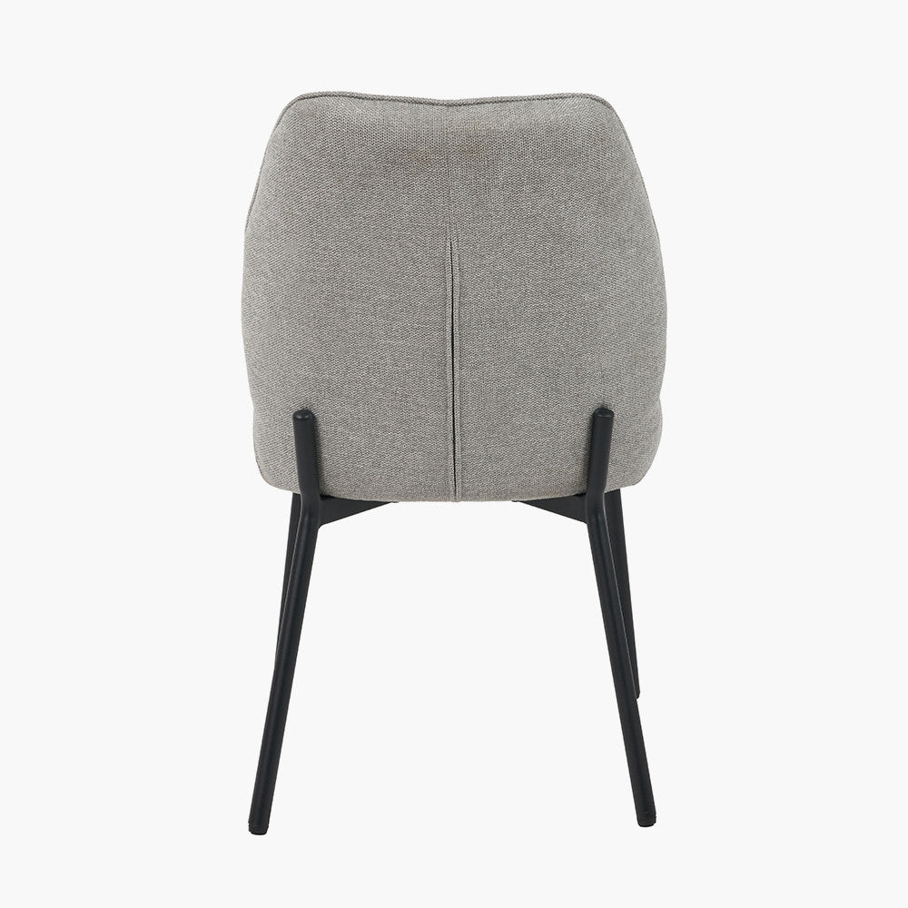 Enya Light Grey Chenille and Black Metal Quilted Back Dining Chair