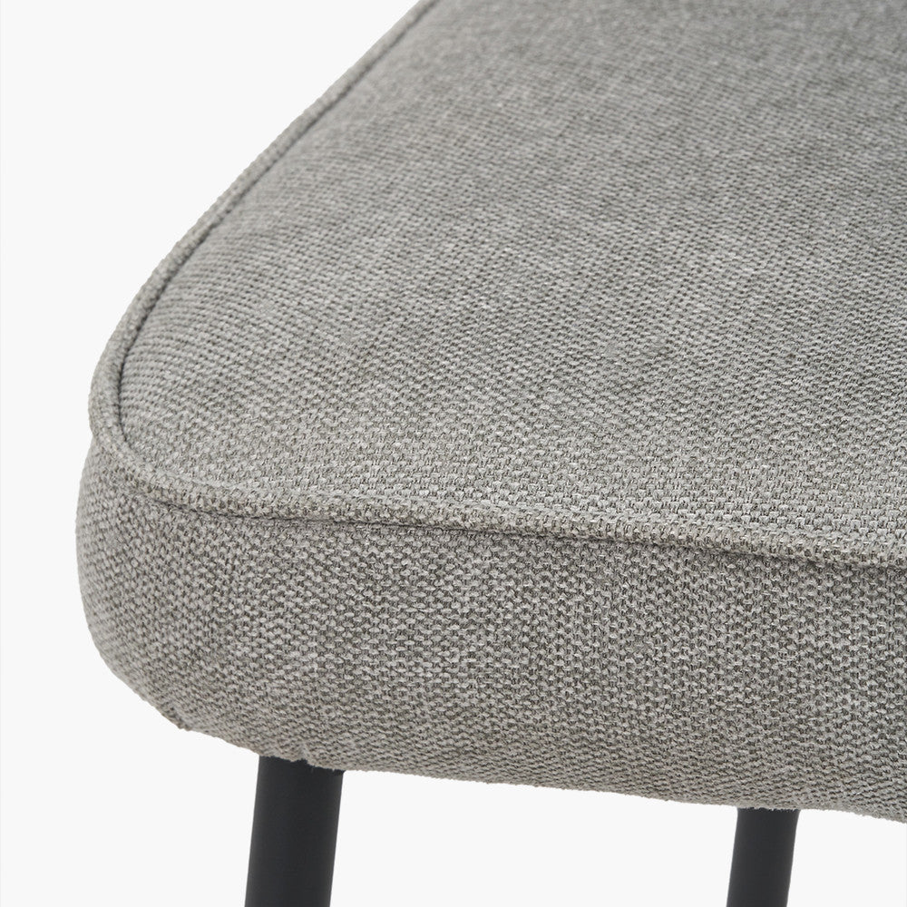 Enya Light Grey Chenille and Black Metal Quilted Back Dining Chair