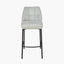 Enya Light Grey Chenille and Black Metal Quilted Back Bar Stool