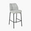 Enya Light Grey Chenille and Black Metal Quilted Back Bar Stool