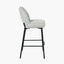 Enya Light Grey Chenille and Black Metal Quilted Back Bar Stool
