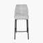 Enya Light Grey Chenille and Black Metal Quilted Back Bar Stool