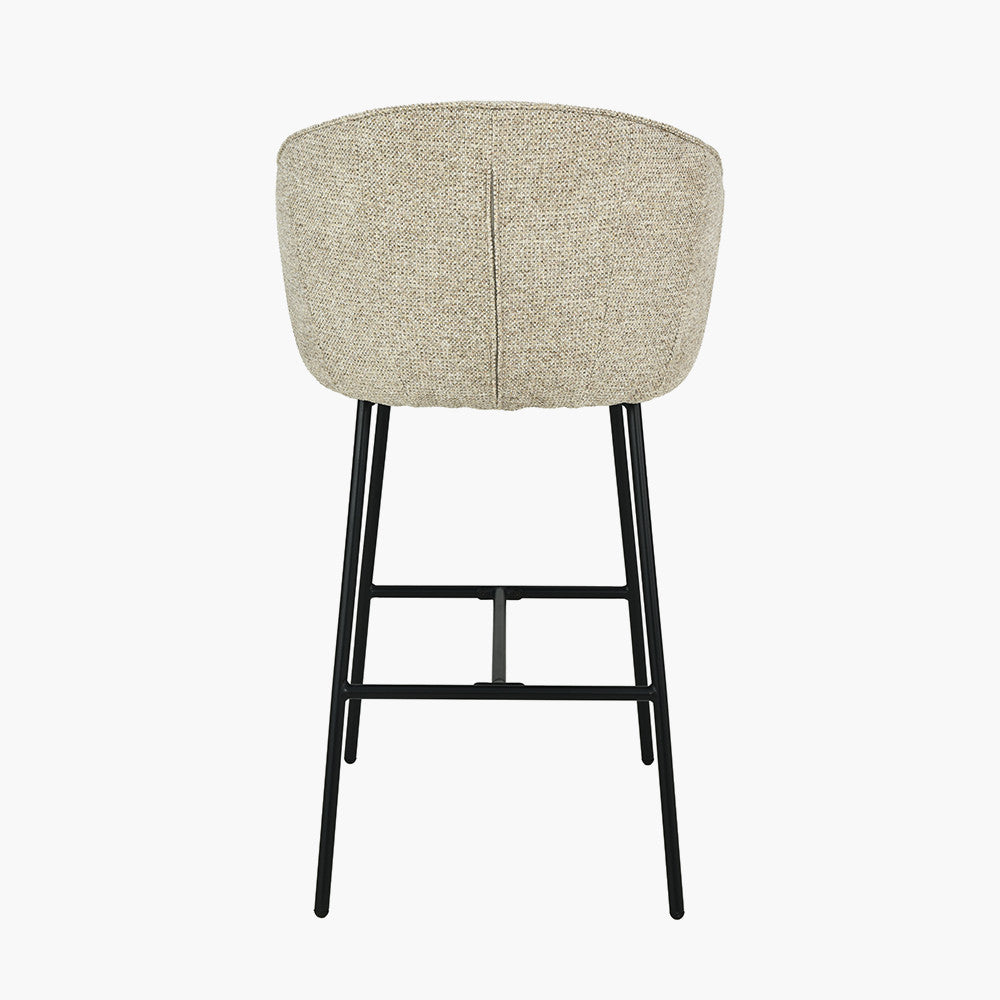 Kelsby Mocha Textured Marl Chenille and Black Metal Tub Bar Stool