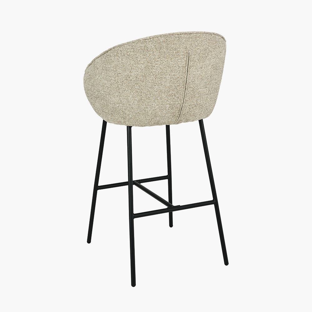 Kelsby Mocha Textured Marl Chenille and Black Metal Tub Bar Stool