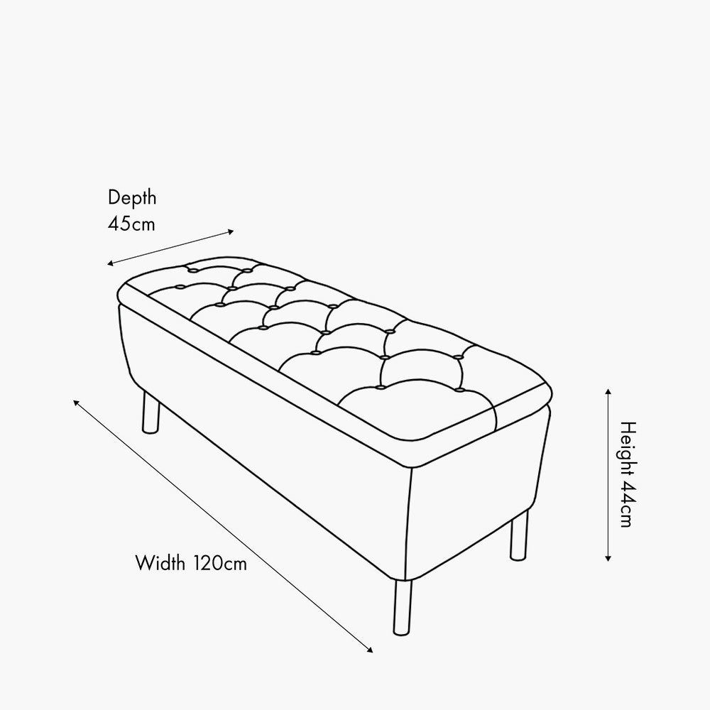Else Mocha Textured Marl Chenille and Black Metal Buttoned Storage Ottoman