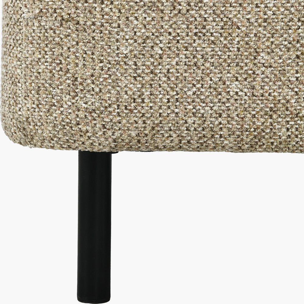 Else Mocha Textured Marl Chenille and Black Metal Buttoned Storage Ottoman