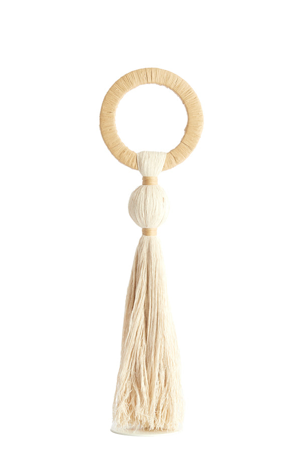 Ornament 14x62 cm YAVIZA cream+raffia natural