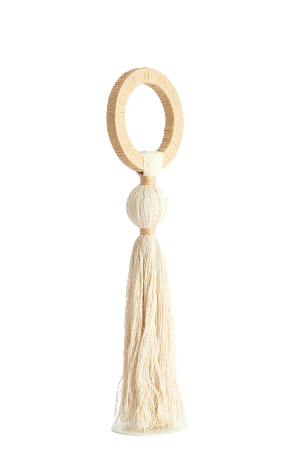 Ornament 14x62 cm YAVIZA cream+raffia natural