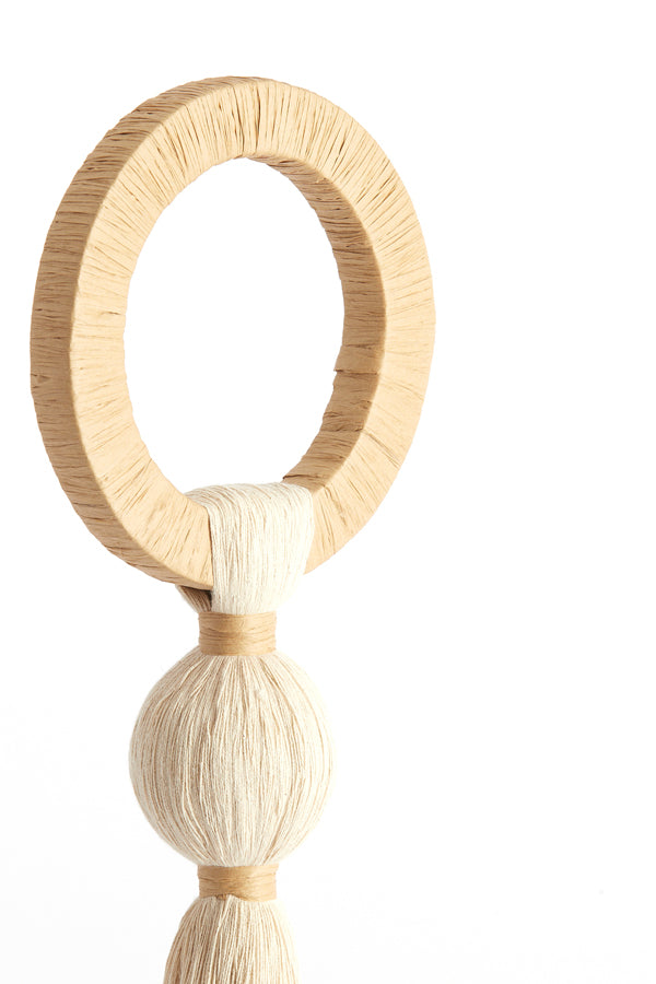 Ornament 14x62 cm YAVIZA cream+raffia natural