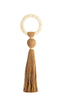 Ornament 14x62 cm YAVIZA ocher yellow+raffia cream