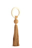 Ornament 14x62 cm YAVIZA ocher yellow+raffia cream